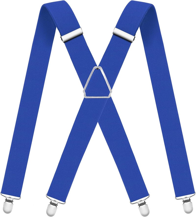 WOXVM Mens Suspenders Adjustable Braces with 4 Strong Metal Clips Elastic X Back Heavy Duty Suspender for Men and Women - Image 1